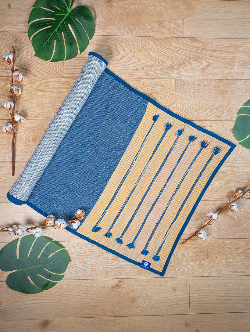 Dark Blue Ayurvedic Cotton Yoga Mat