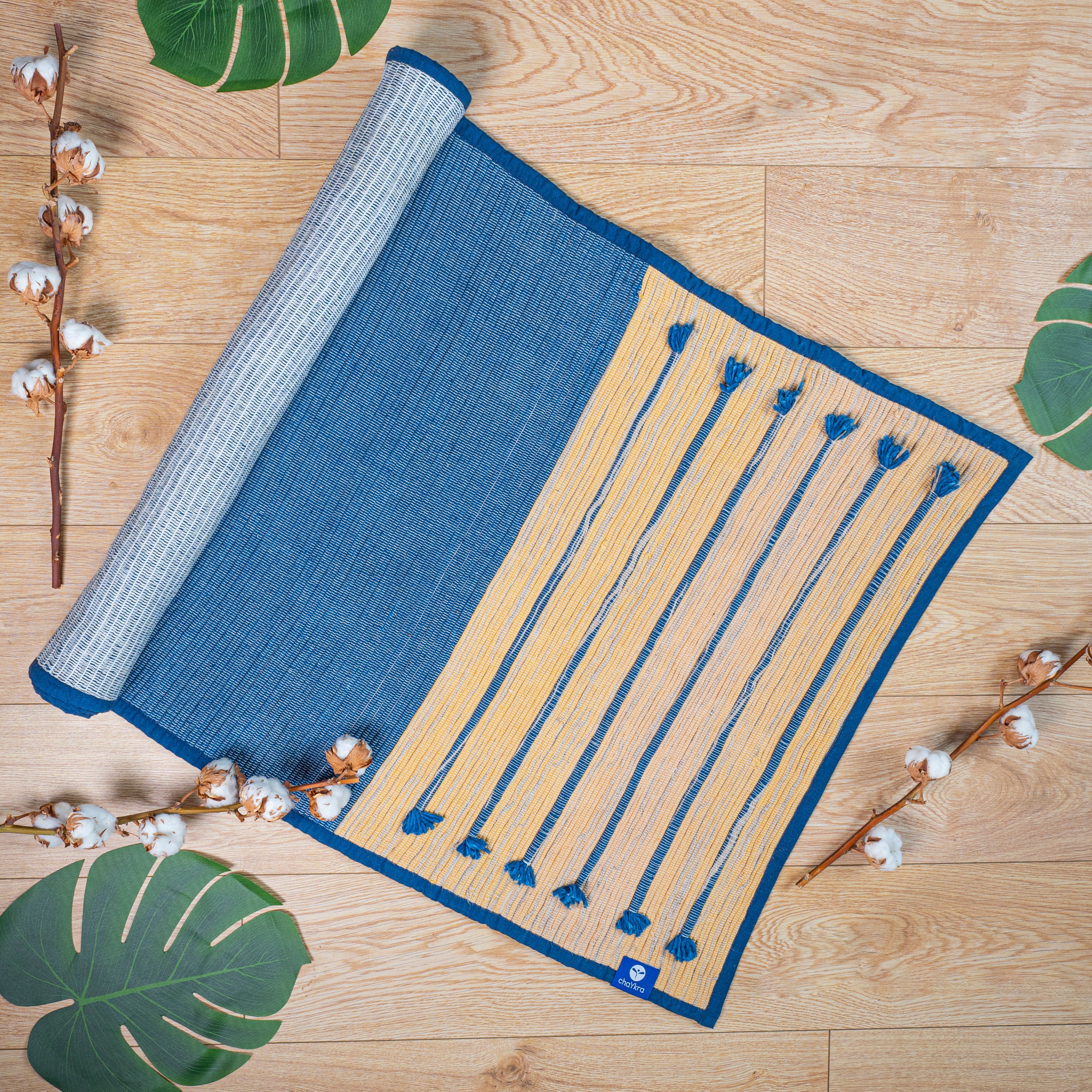Dark Blue Ayurvedic Cotton Yoga Mat