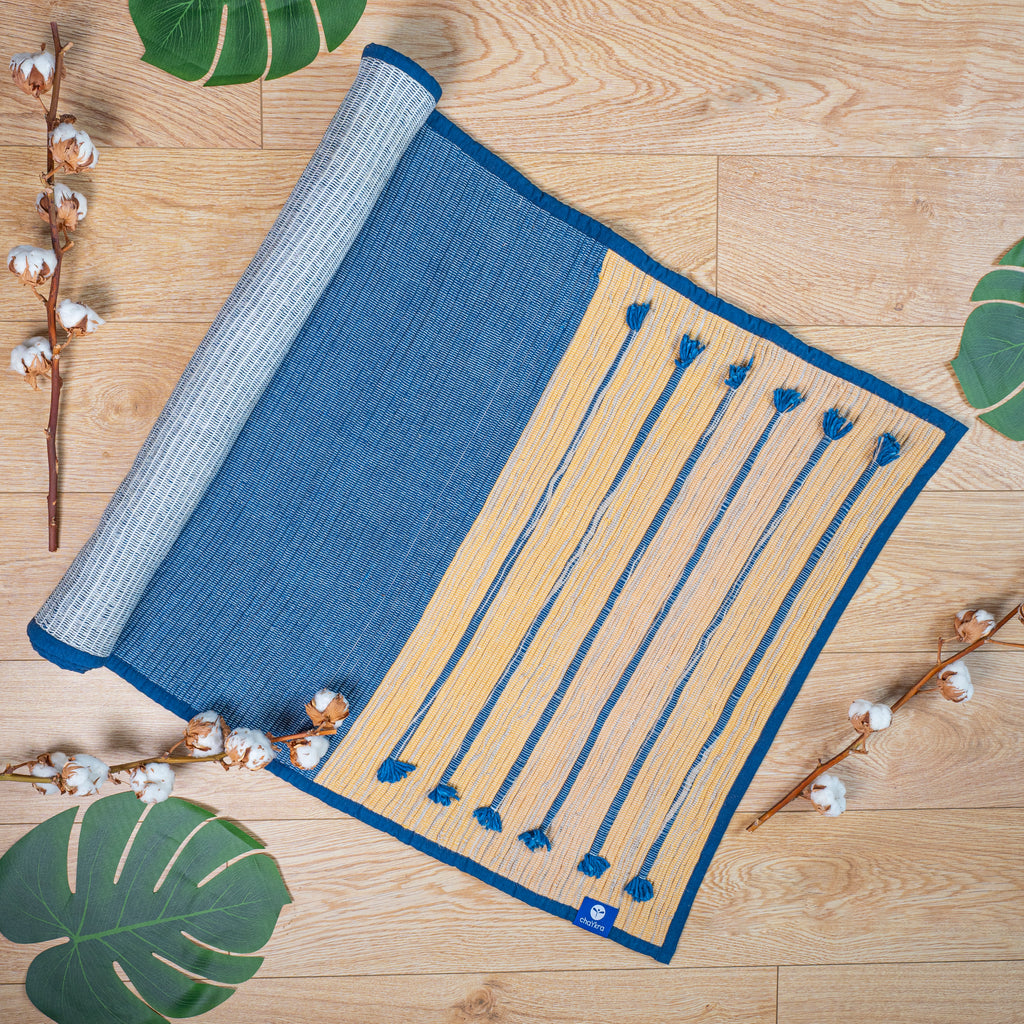 Ayurvedic Cotton Yoga Mat (Dark Blue)
