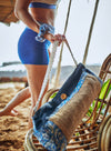 Sky Blue Leaf Fabric & Jute Eco Beach  / Weekender Bag