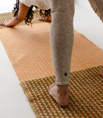 Non-Slip Cotton Yoga Mat (orange base & green criss-cross)