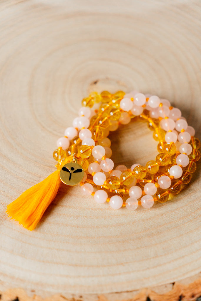 Rose Quartz and Citrine Love & Abundance Mala (small gemstone beads)