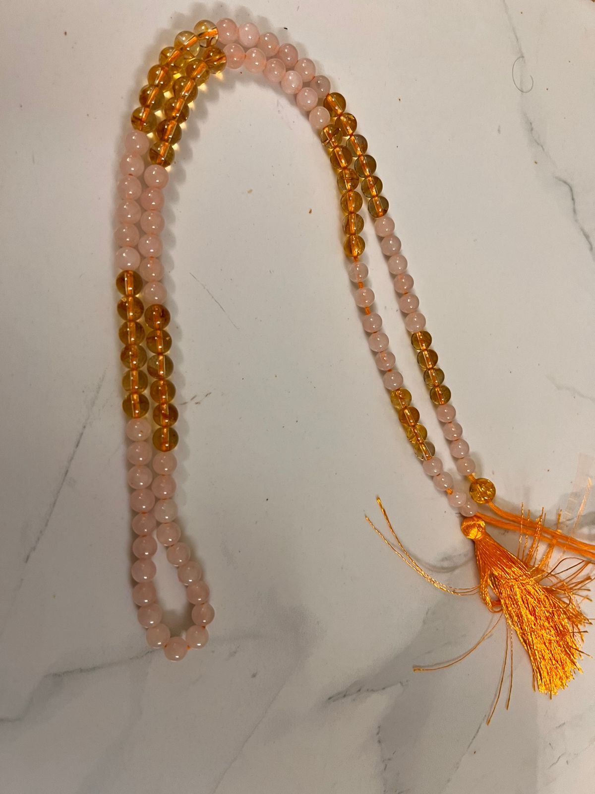 Rose Quartz & Citrine Mala small bead (Om Yoga)