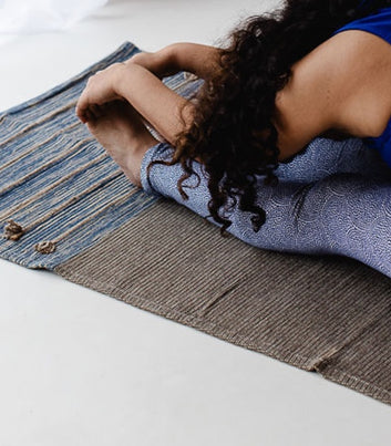 Travel Yoga Mat (blue and brown)