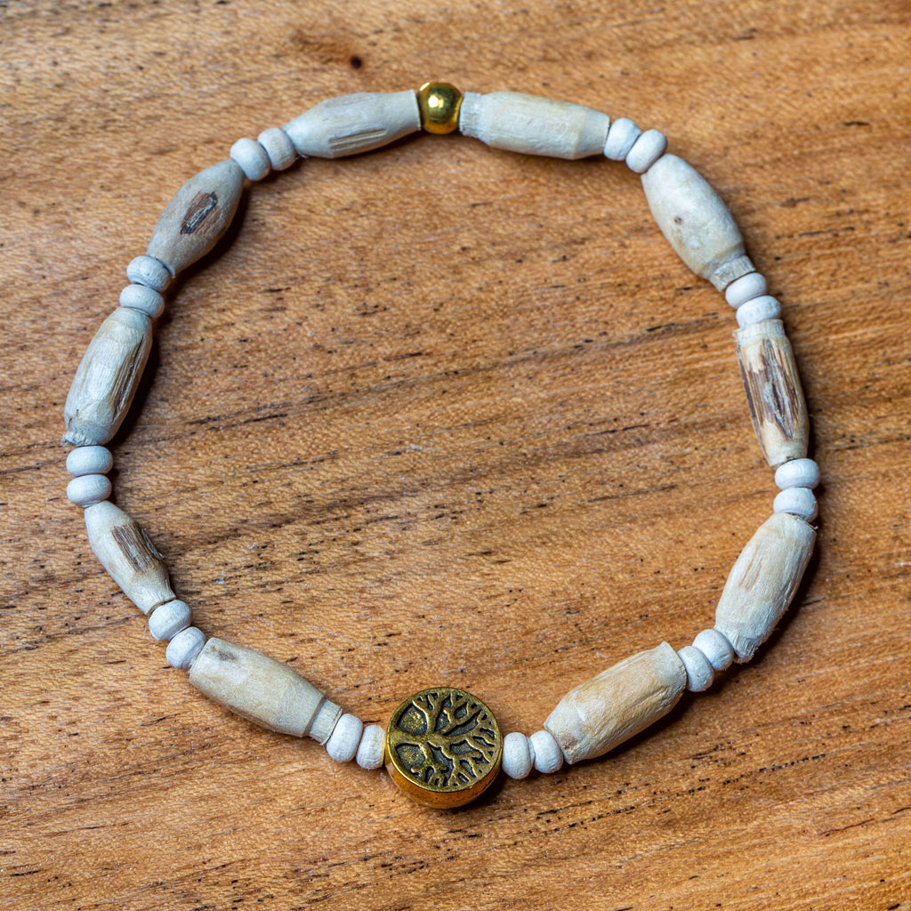 Tulsi Bead Meditation Bracelet with Tree of Life Charm