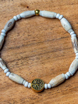 Tulsi Bead Meditation Bracelet with Tree of Life Charm