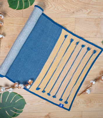 Ayurvedic Cotton Yoga Mat (Dark Blue) -