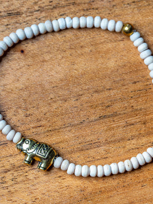 Tulsi Bead Meditation Bracelet with Elephant Charm
