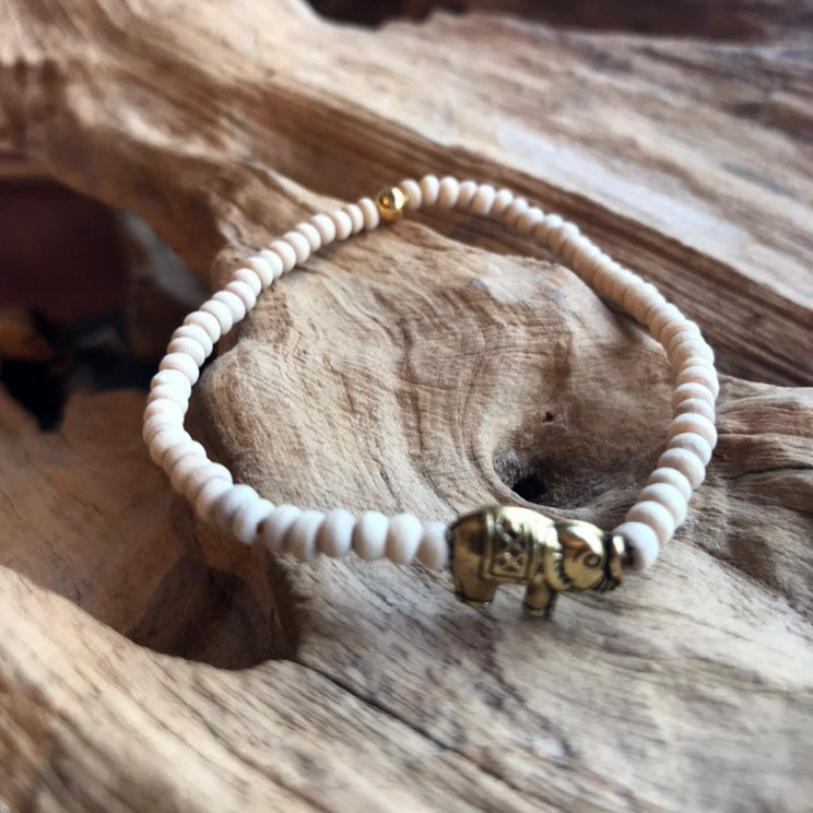 Tulsi Bead Meditation Bracelet with Elephant Charm